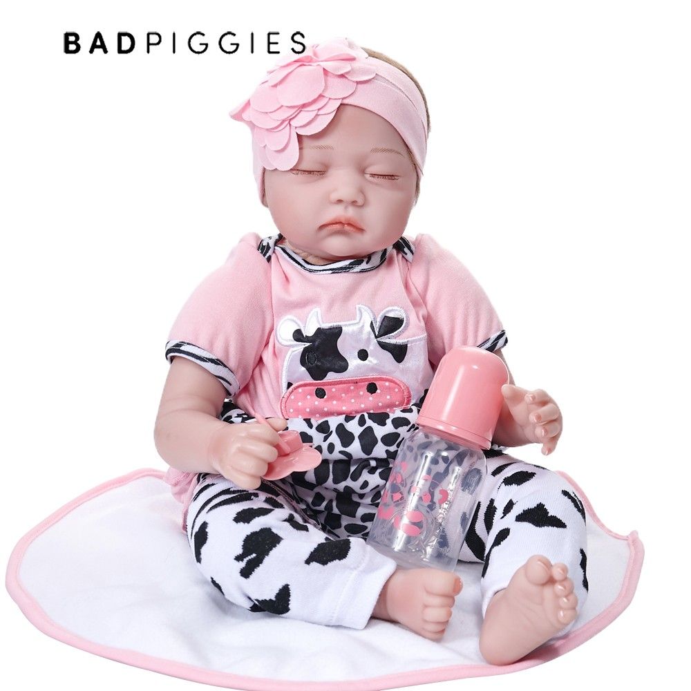 BadPiggies 22 inch Reborn Baby Dolls Girls Realistic Lifelike Handmade Dolls Toys Soft Vinyl Silicone Kids Gifts