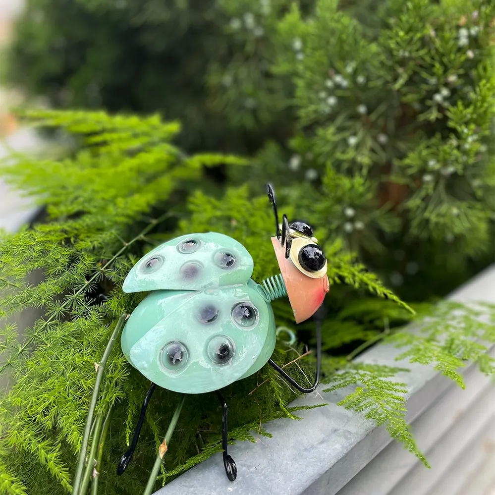 Cartoon Bug Decor Used for Ladybug Themed Birthday Party Supplies Outdoor Statue Metal Cyan Seven Star Ladybug Garden Decoration