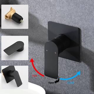 Single-Handle Waterfall Wall Mounted Bathroom Faucet in Matte Black CER-LQW1-9830