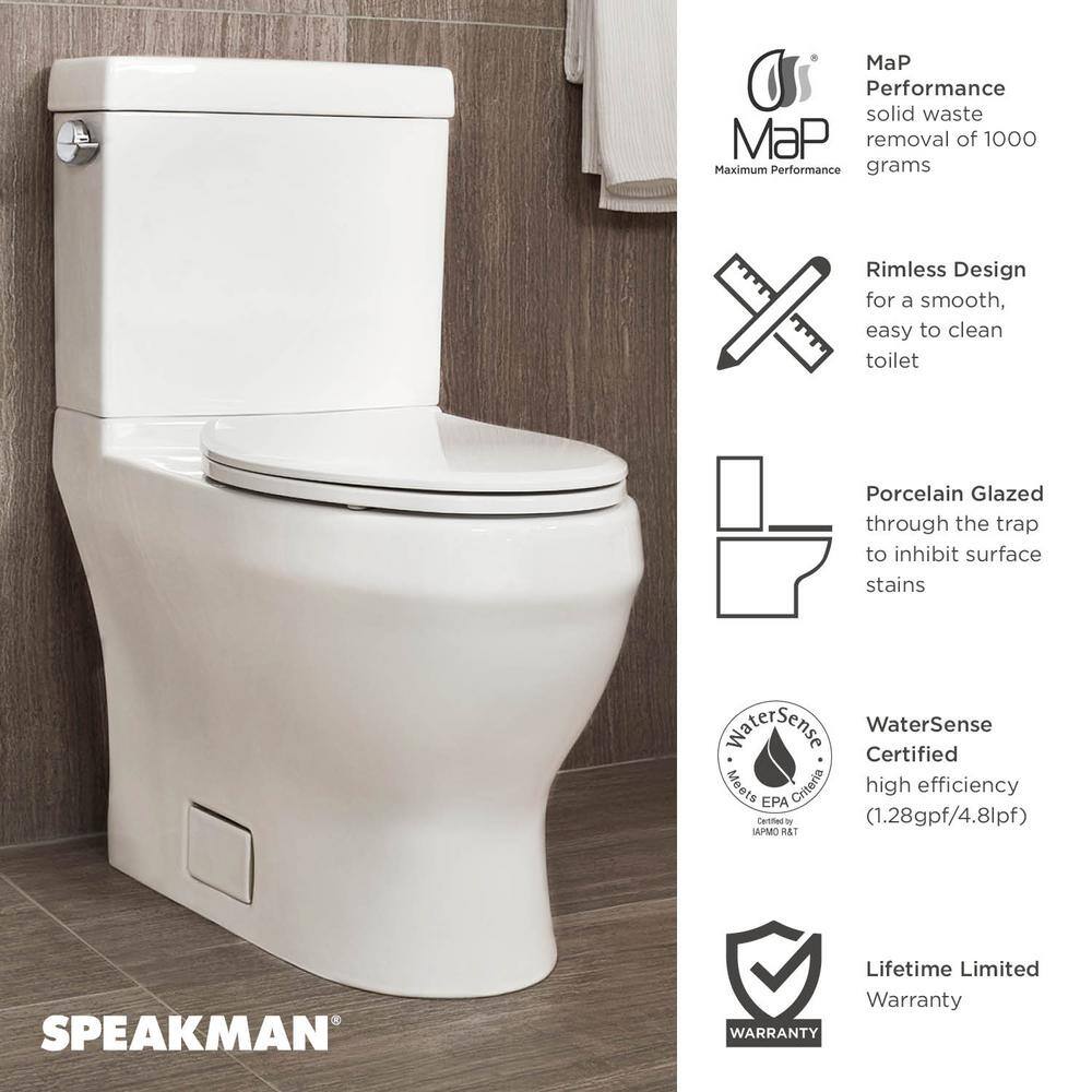 Speakman Glenwynn 12 in. 2-Piece 1.28 GPF4.8 LPF Single Flush Elongated Toilet in White Seat Included T-5000-E