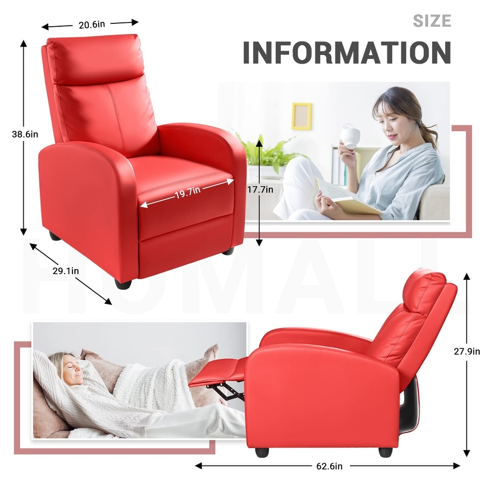 Recliner Chair  Recliner Sofa PU Leather for Adults  Recliners Home Theater Seating with Lumbar Support  Reclining Sofa Chair