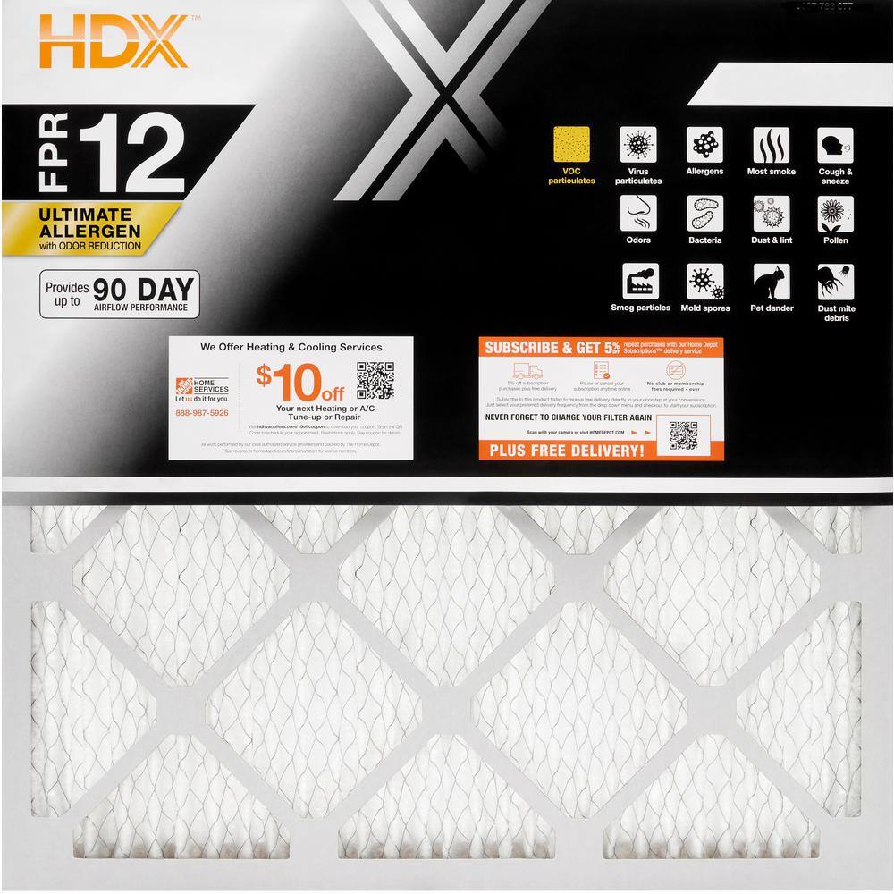 HDX 12 in. x 12 in. x 1 in. Elite Allergen Pleated Air Filter FPR 12 61201.011212