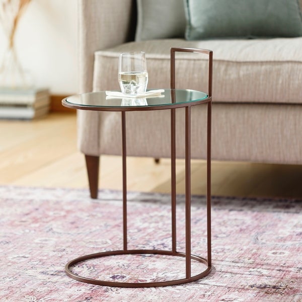 Marinea Round Mirror and Metal End Table - 22