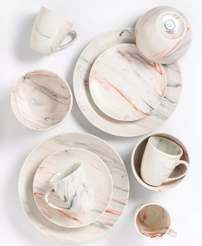 Lorren Home Trends Marble 16 Piece Service for 4 Dinnerware Set