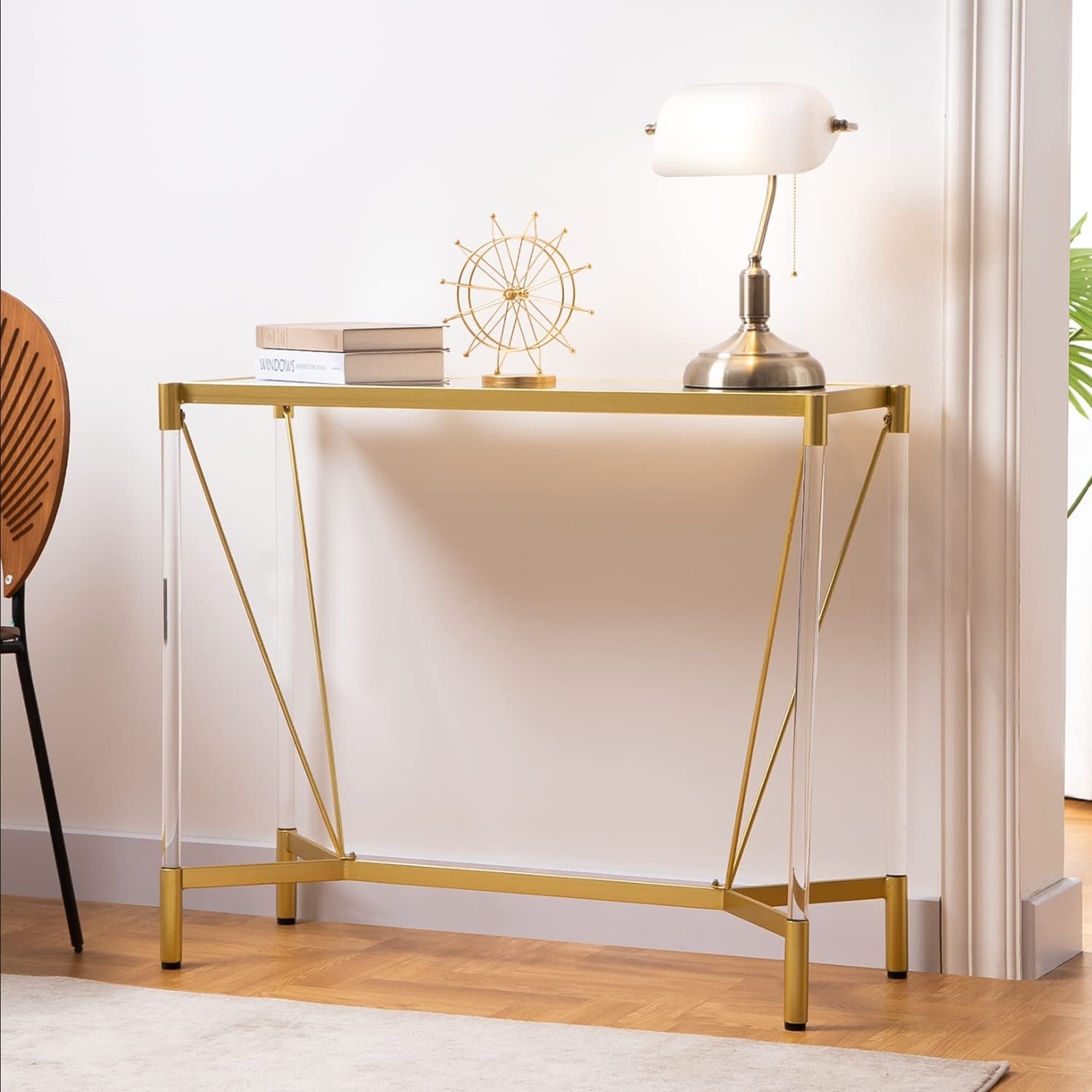 Modern Acrylic Gold Console Table - SICOTAS Small Entryway Table