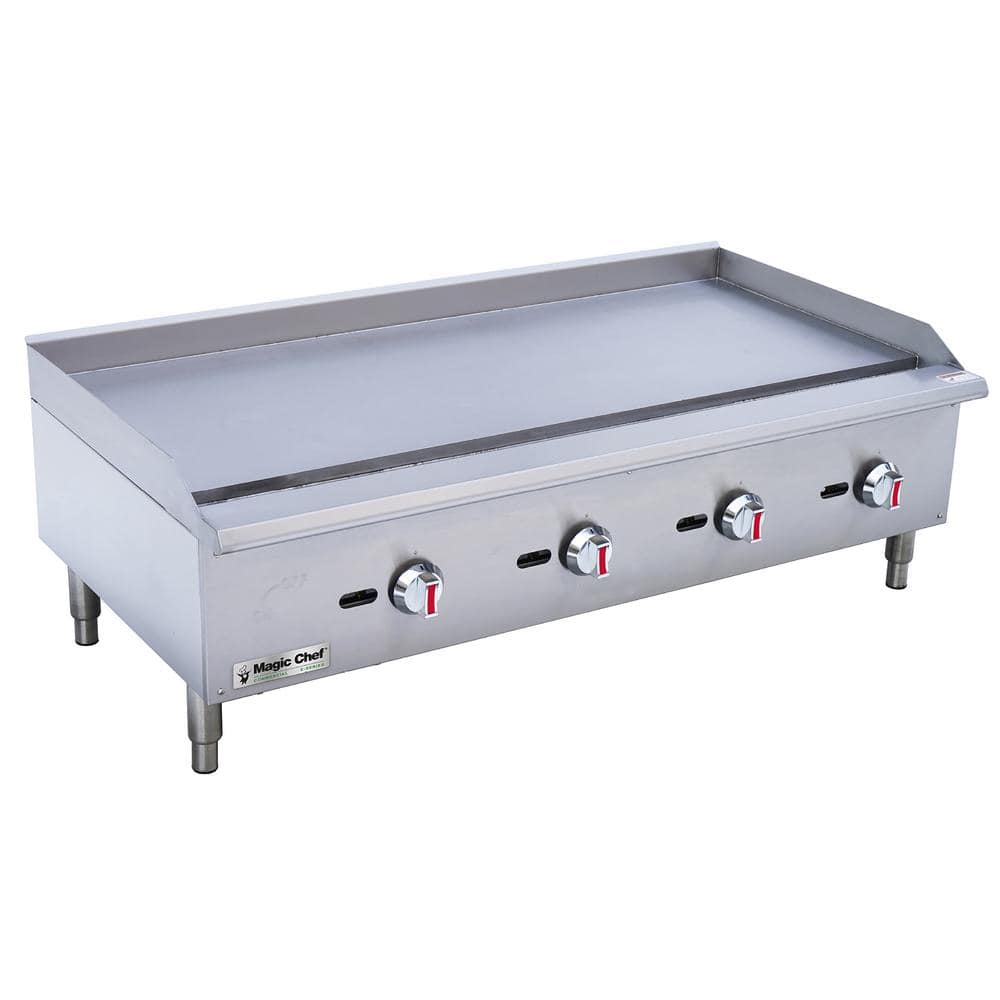 Magic Chef 48 in. Commercial Thermostatic Countertop Gas Griddle in Stainless Steel M48TG