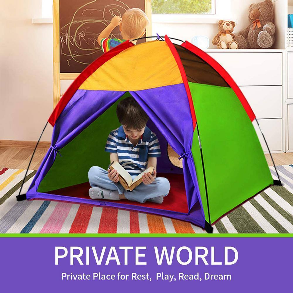 Alvantor 48 in. x 48 in. x 42 in. Pop Up Kids Play Tent for Indoor Outdoor Playhouse Camping Playground Rainbow 8010