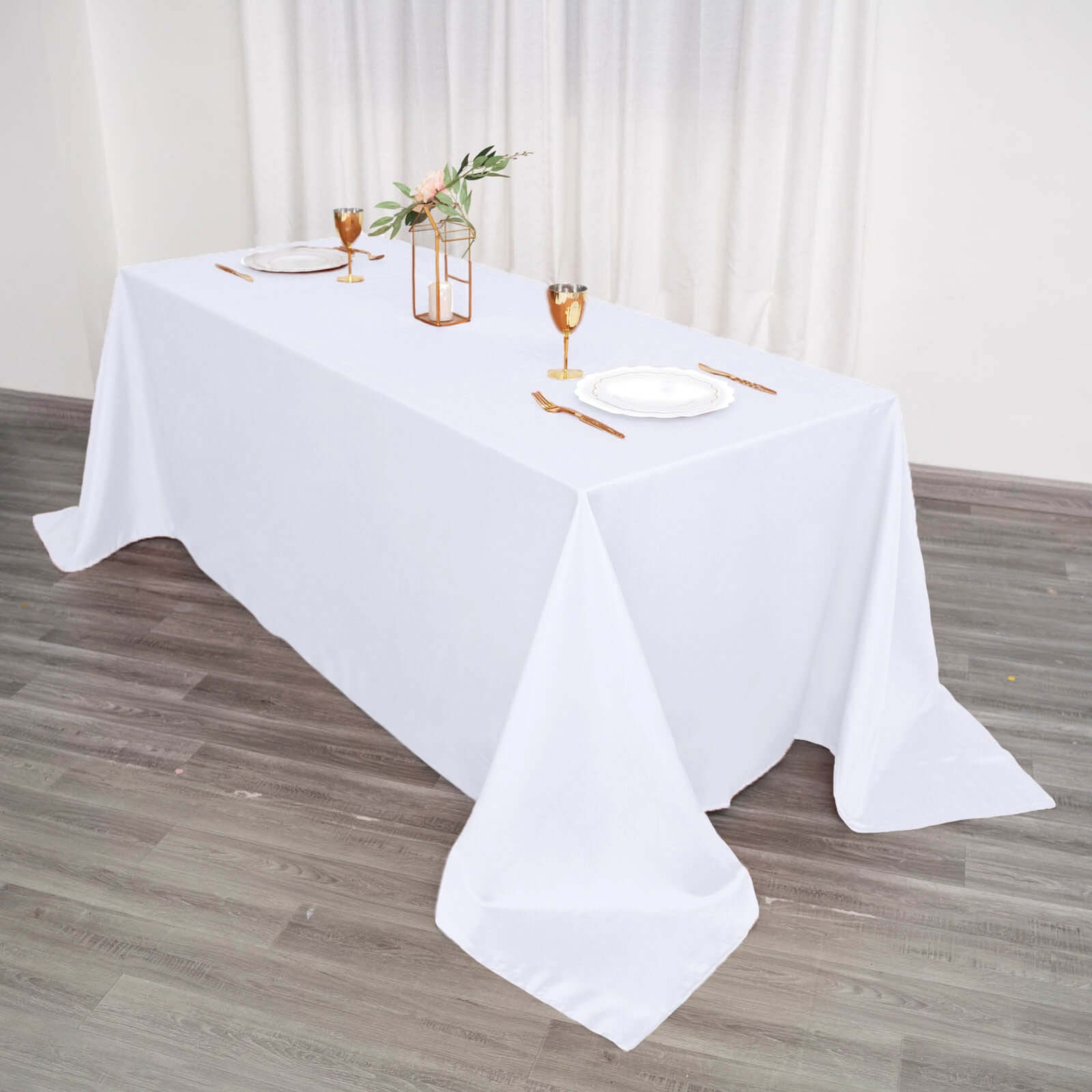 White Seamless Polyester Rectangular Tablecloth 90