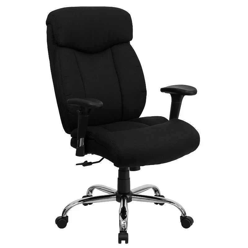 Emma and Oliver 400 lb. Big and Tall High Back Black Fabric Ergonomic Office Chair - Full Headrest