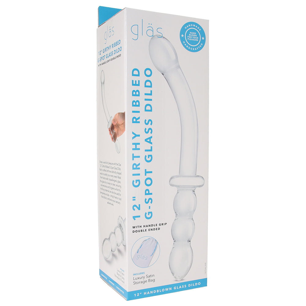 gläs 12 Inch Girthy Ribbed G-Spot Dildo