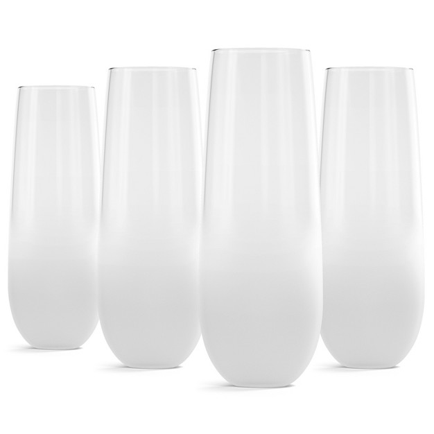 Trina Turk Ombre Frosted Stemless Flutes Set Of 4 Made Of Glass 10 ounce Champagne Wine Glasses Colored Base