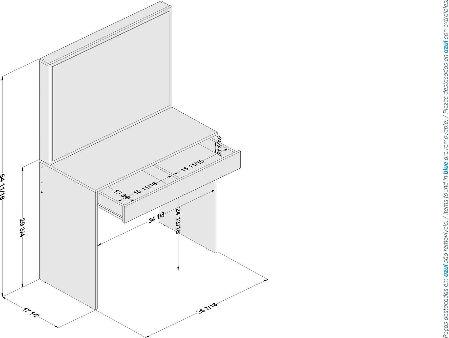 Polifurniture Virginia Modern Vanity Desk， White Finish