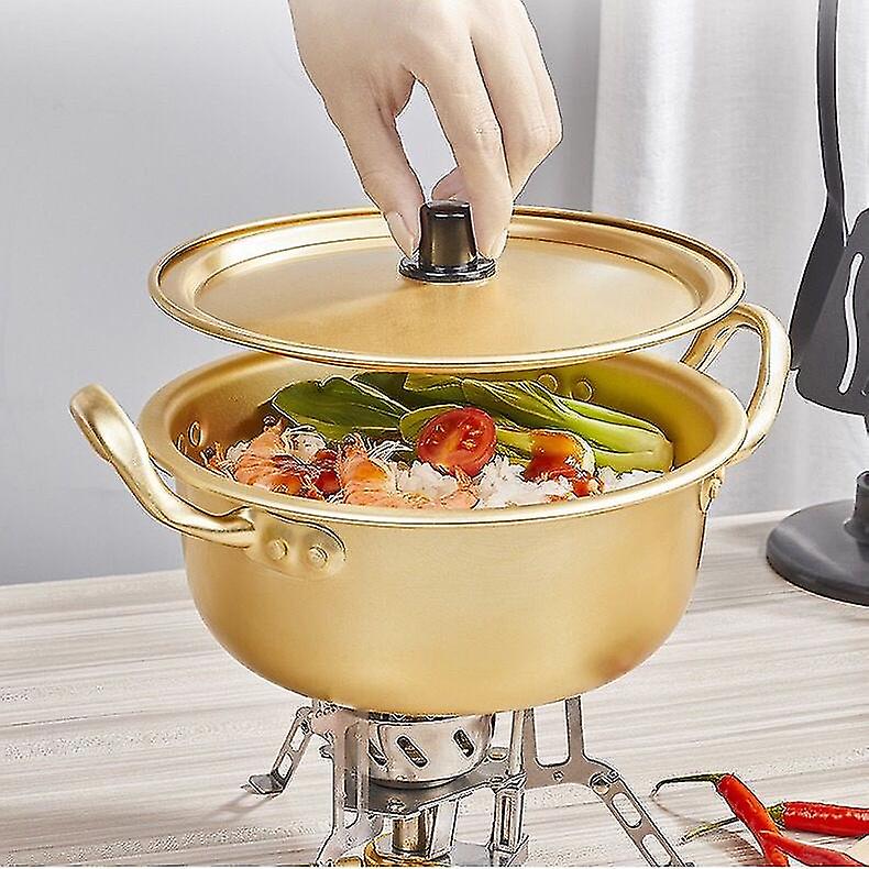 Korean Instant Noodle Pot Small Cooking Pot Double Ear Soup Pot Instant Noodle Pot Cooking Pot Yellow Aluminum Korean Ramen Pot