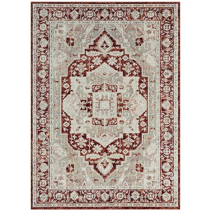 Everwash Treasure Rubia Traditional Medallion Area Rug