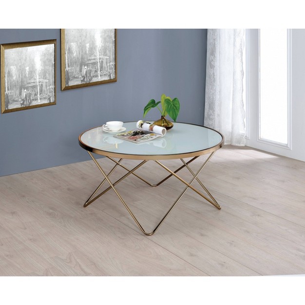 Coffee Table Frosted Champagne Acme Furniture