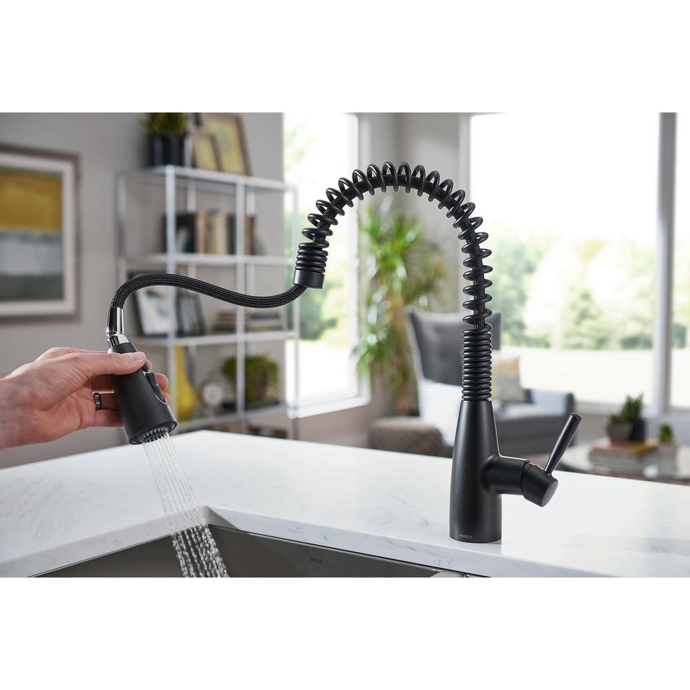 MOEN Springvale Single-Handle Pull-Down Sprayer Kitchen Faucet with Reflex and Power Boost in Matte Black 87998BL