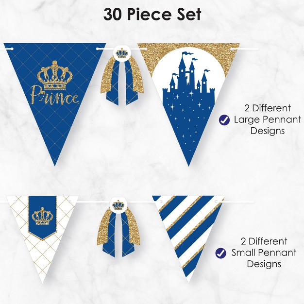 Big Dot Of Happiness Royal Prince Charming Diy Baby Shower Or Birthday Party Pennant Garland Decoration Triangle Banner 30 Pieces