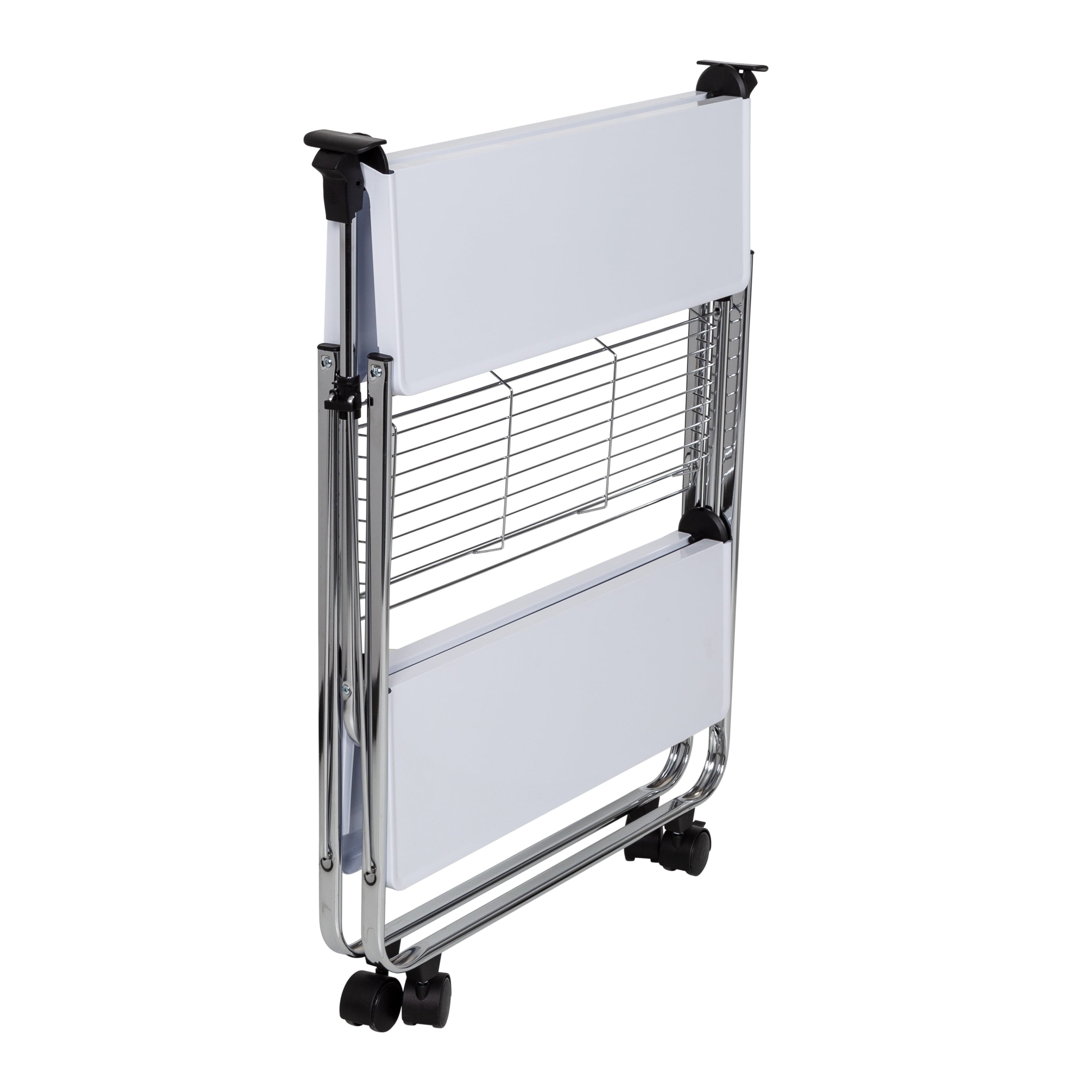 Honey-Can-Do Foldable Kitchen Cart， White/Chrome