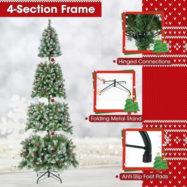 Holiday Hinged Christmas Tree with PVC Branch Tips，Warm White LED Lights