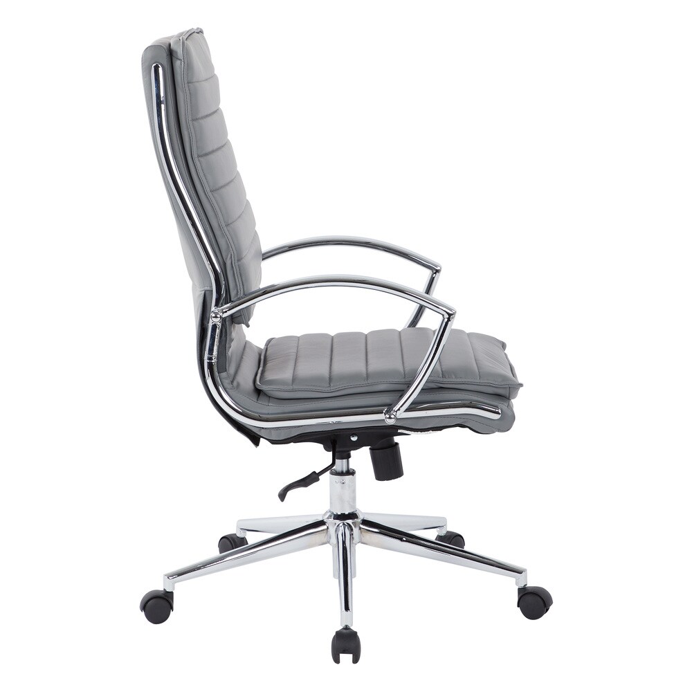 High Back Professional Managers Faux Leather Chair with Chrome Base and Removable Sleeves