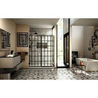 DreamLine Unidoor Toulon 58-58 12 in. W x 72 in. H Frameless Hinged Shower Door in Satin Black SHDR-2458720-89