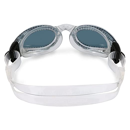 Aquasphere Kaiman Adult Swimming Goggles - The Original Curved Lens Goggle, Comfort & Fit for the Active Swimmer | Unisex Adult, Smoke Lens, Transparent/Transparent Frame