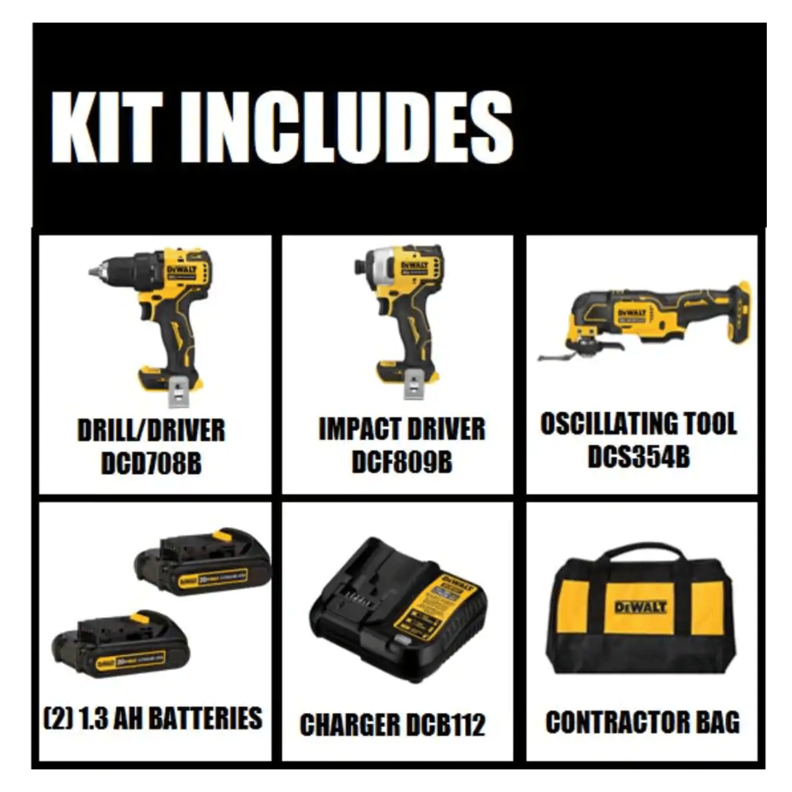 Dewalt Atomic 20V Max Li-Ion Brushless Cordless Drill/Impact Combo Kit (2-Tool) with Bare Cordless Oscillating Tool (DCK278C2W354B)