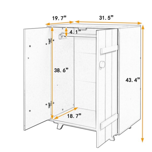 Wooden Wardrobe Cabinet with Hanging Rod - - 37172392