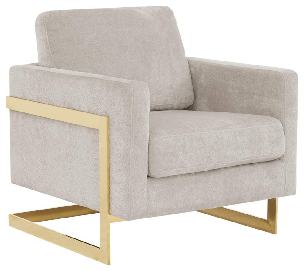 LeisureMod Lincoln Modern Boucle Arm Chair with Gold Stainless Steel Frame   Midcentury   Armchairs And Accent Chairs   by LeisureMod  Houzz