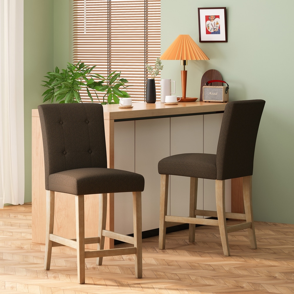 Rossburg Fabric and Rubberwood 26 Inch Counter Stools (Set of 2) by Christopher Knight Home