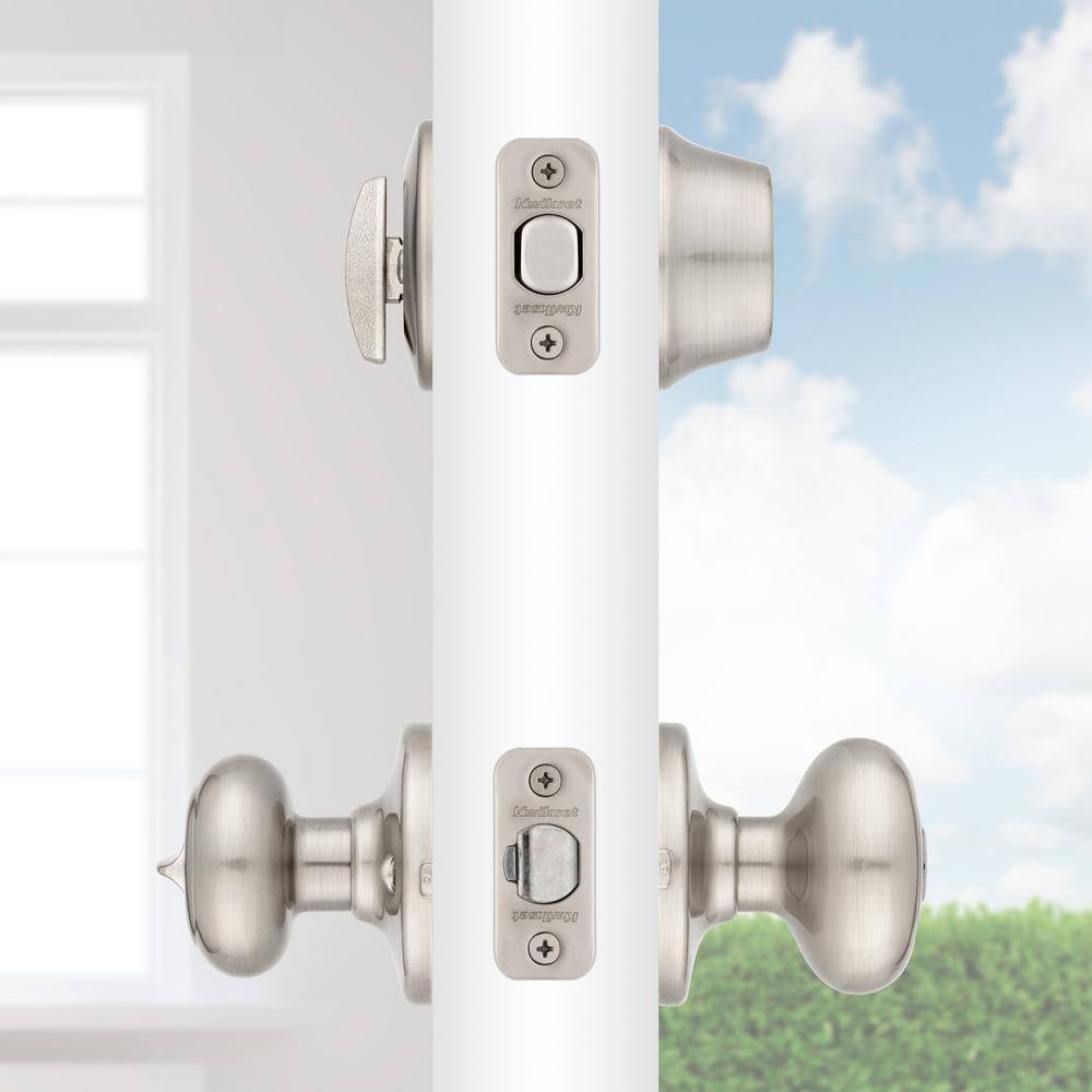 Kwikset Cove Satin Nickel Keyed Entry Door Knob and Single Cylinder Deadbolt Combo Pack featuring SmartKey and Microban T690CV15SMTCPK6