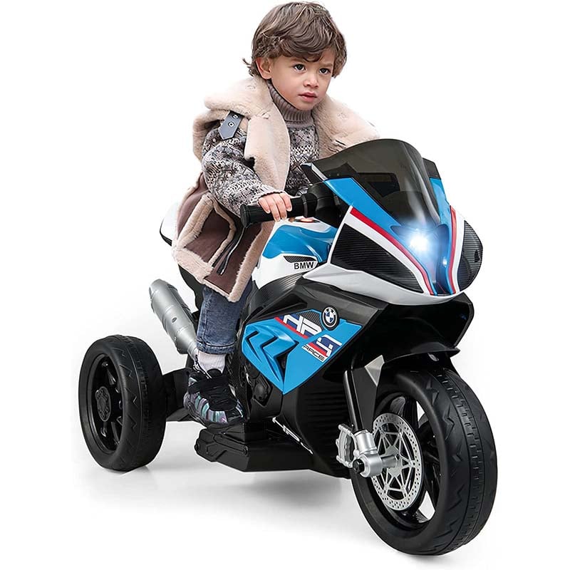 12V Licensed BMW Kids Ride on Motorcycle 3 Wheel Battery Powered Electric Riding Toy Trike with Light & Music