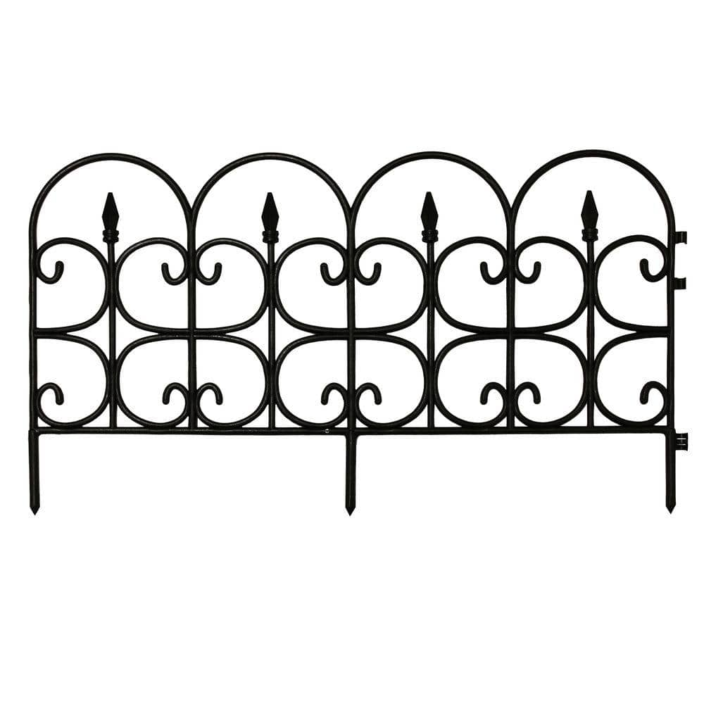 Emsco Victorian Fleur De Lis Medium 16 in. Resin Garden Fence (12-Pack) 2093HD