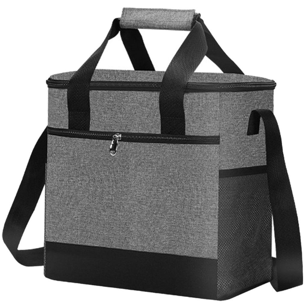 Food Container Basket Picnic Bag Hiking Thermal Insulation Portable Lunch Basket for Camping Outdoor Activities - Gray