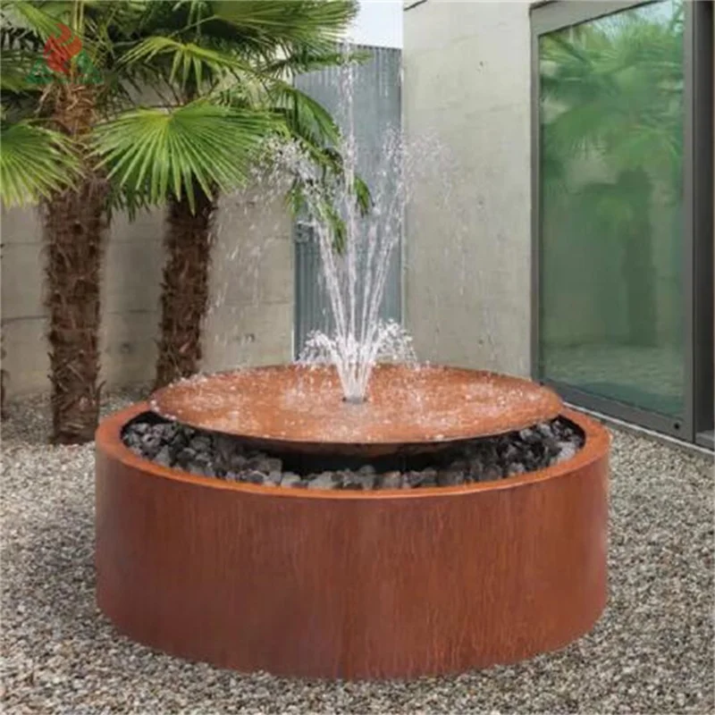 outdoor garden decorative Corten steel water curtain metal courtyard water fountain with lights wholesale