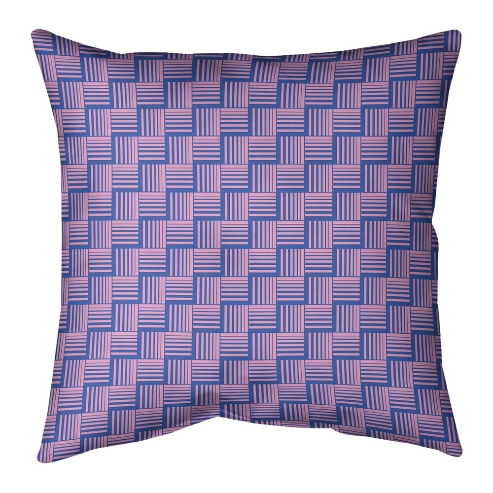 Blue Feature Color Contrast Basketweave Stripes Throw Pillow