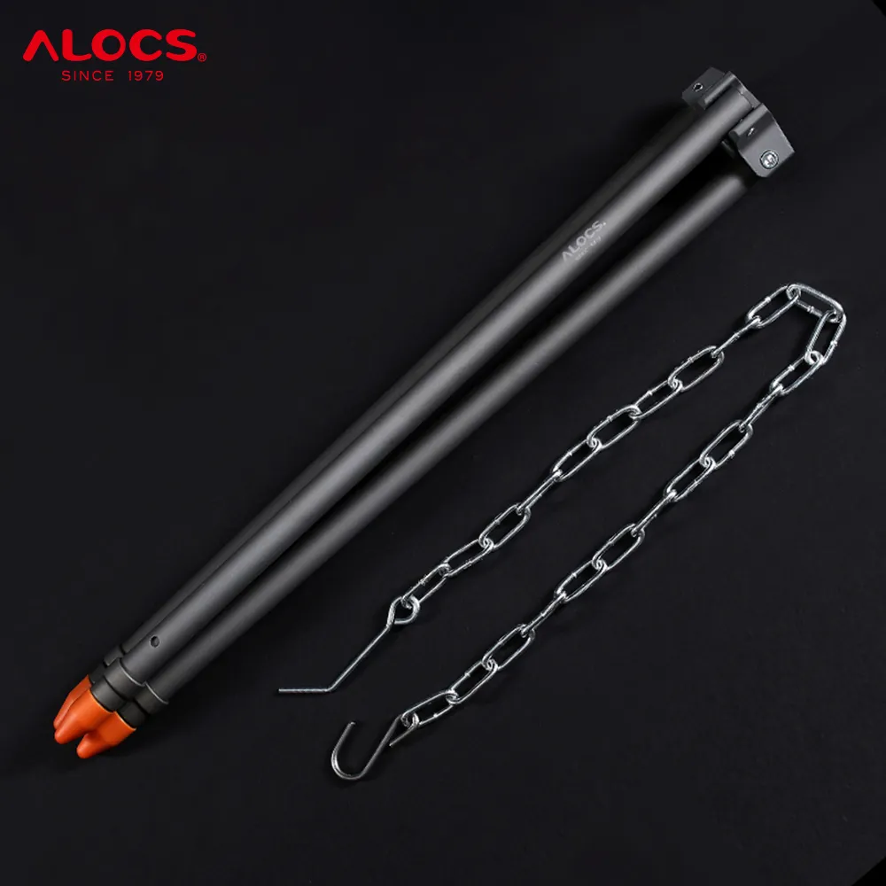 Alocs Portable Outdoor Adjustable Chain Campfire Picnic Hanging Pot Grill Stand Hanging Pot Rack Camping Tripod