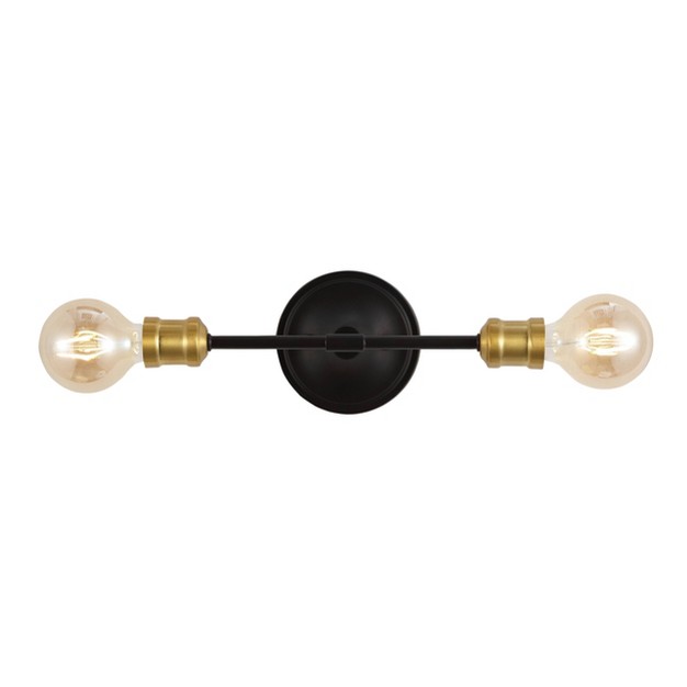 2 light Jaxon Industrial Farmhouse Iron Led Vanity Oil Rubbed Bronze brass Gold Jonathan Y