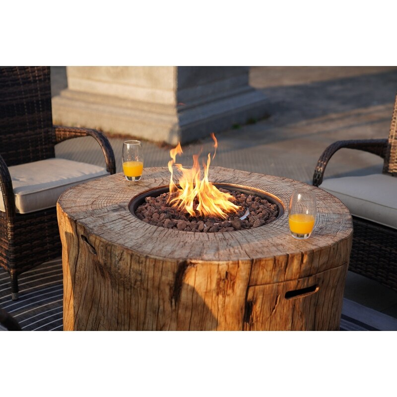 Patio Wood Coating Propane Fire Pit Table with Four Chairs