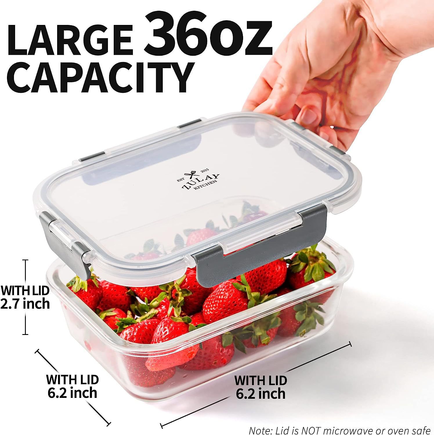 5 Pack Leak-Proof Glass Food Storage Containers