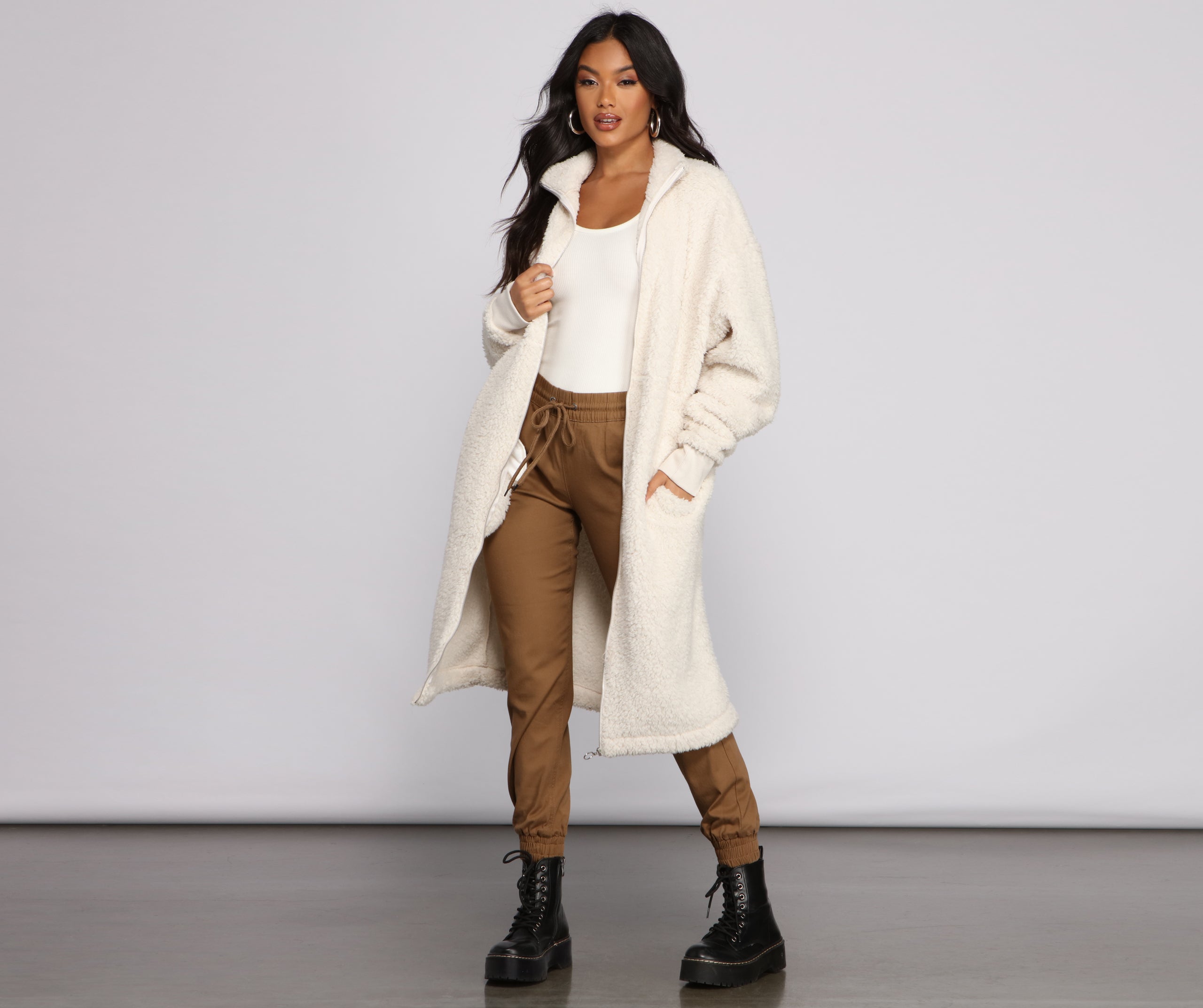 Chic and Cozy Oversized Teddy Trench Coat