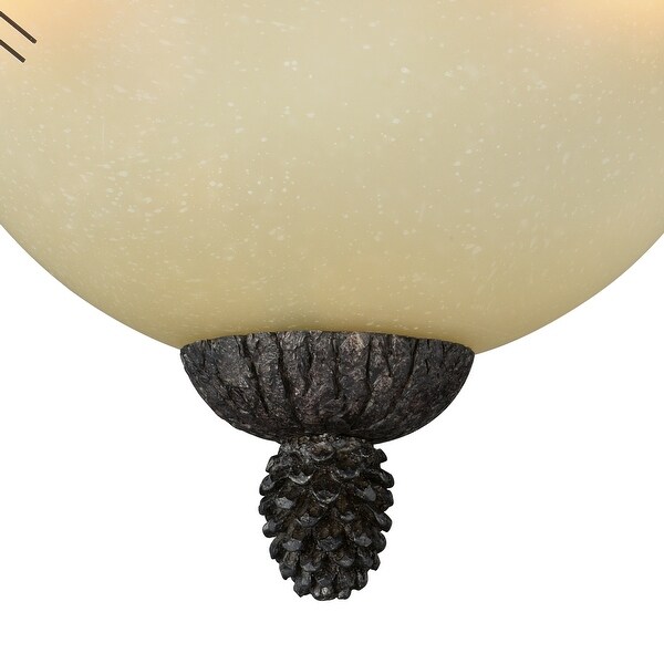 Sierra 18-in W Bronze Rustic Pinecone Bowl Semi Flush Mount Ceiling Light Cream Glass - 18-in W x 13-in H x 18-in D