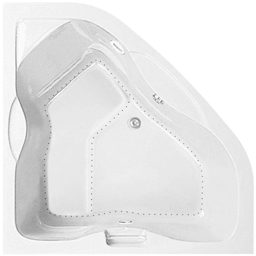 Aquatic Serenity 6 - 60 in. Acrylic Center Drain Corner Drop-In Air Bath Tub with Chromotherapy in White 635984880050