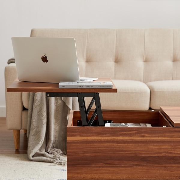 Liftable and Lowerable Table Top Coffee Table，Metal Legs Support