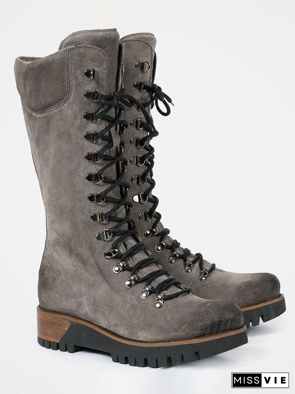 Retro Suede Zipper Martin Combat Boots