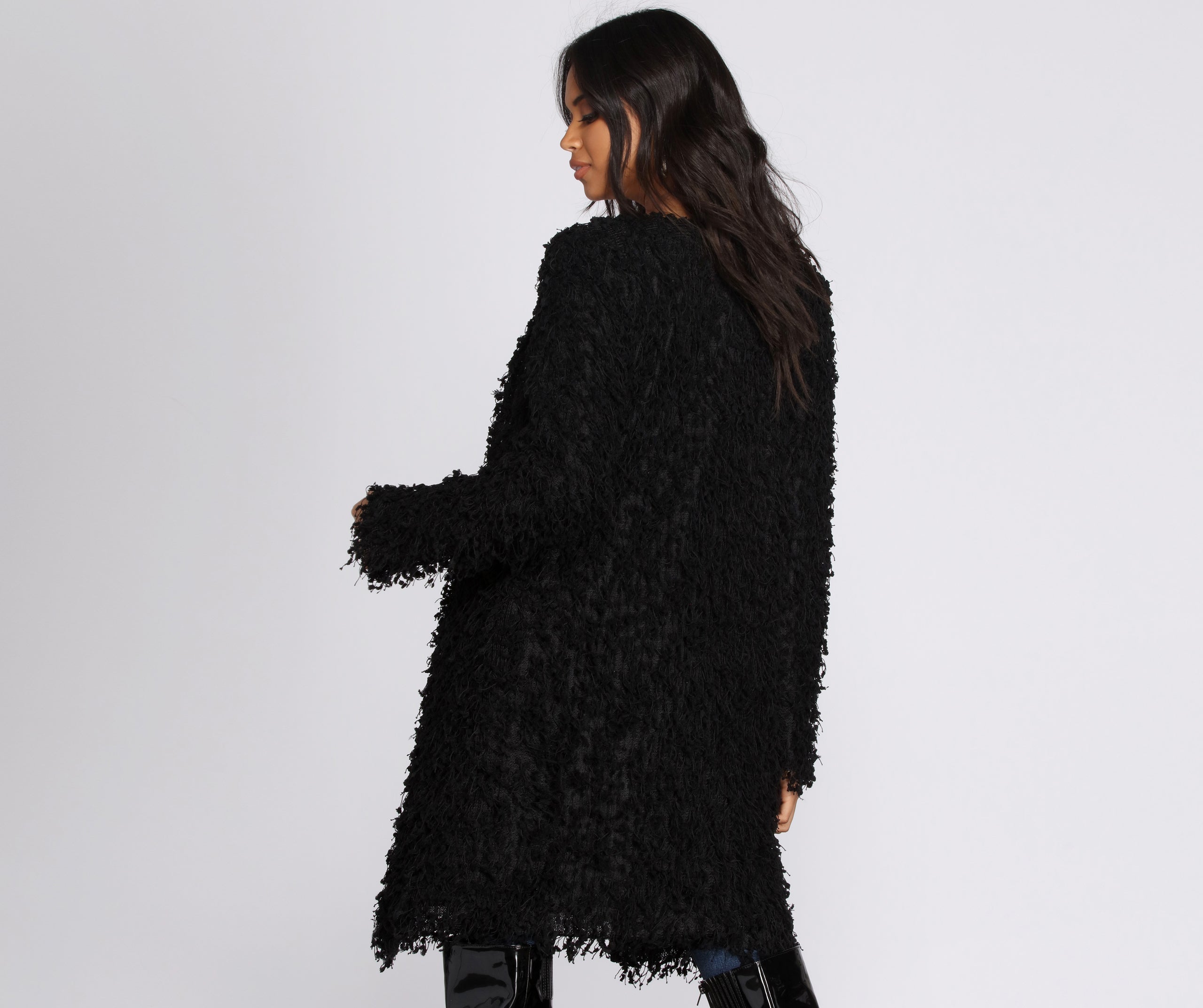 Shaggy Long Line Cardigan