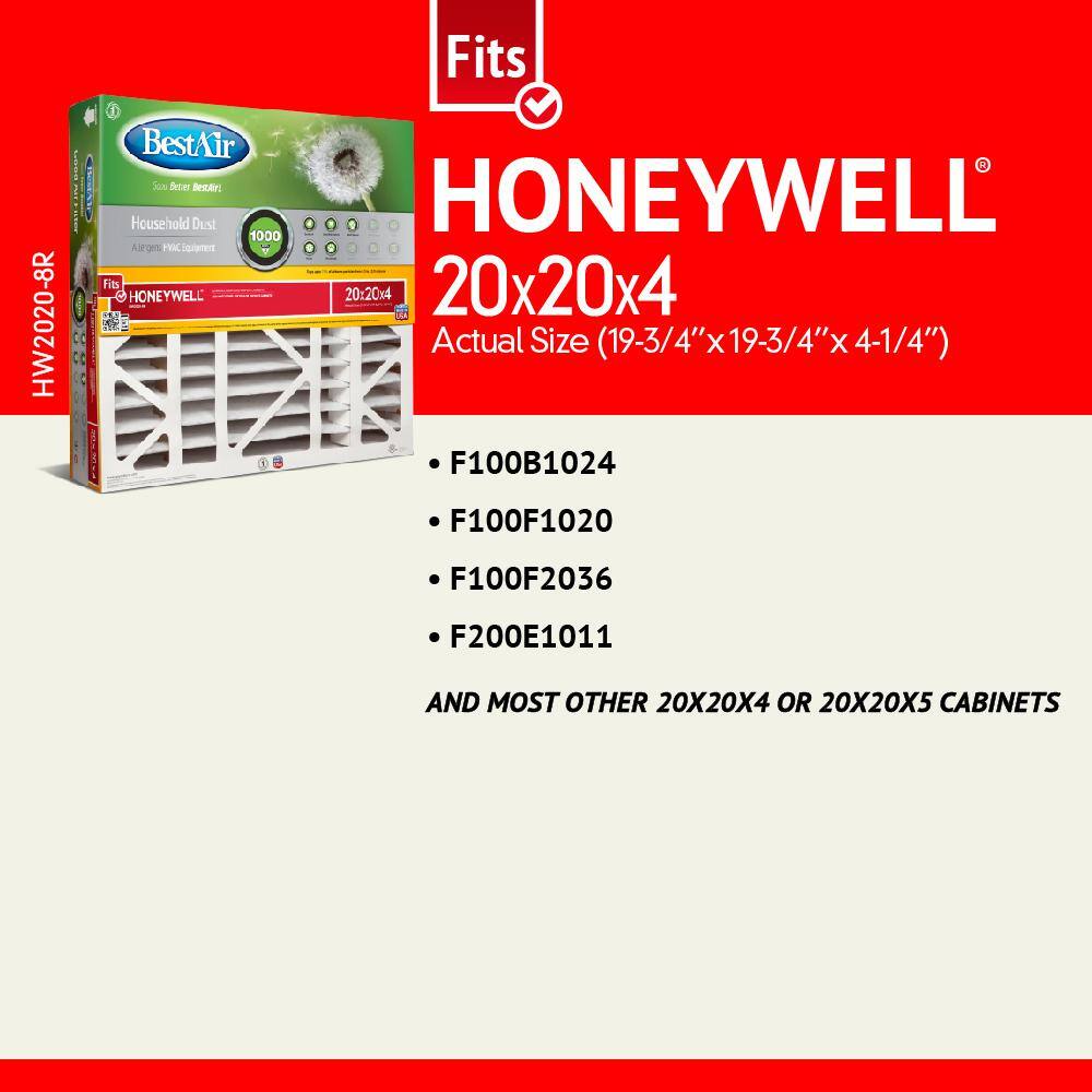 BestAir 20 x 20 x 4 Honeywell FPR 4 Air Cleaner Filter HW2020-8R