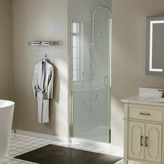 WELLFOR 30 in. W x 72 in. H Frameless Glass Shower Doors Clear Glass in Brushed Nickel SWL-B020221N