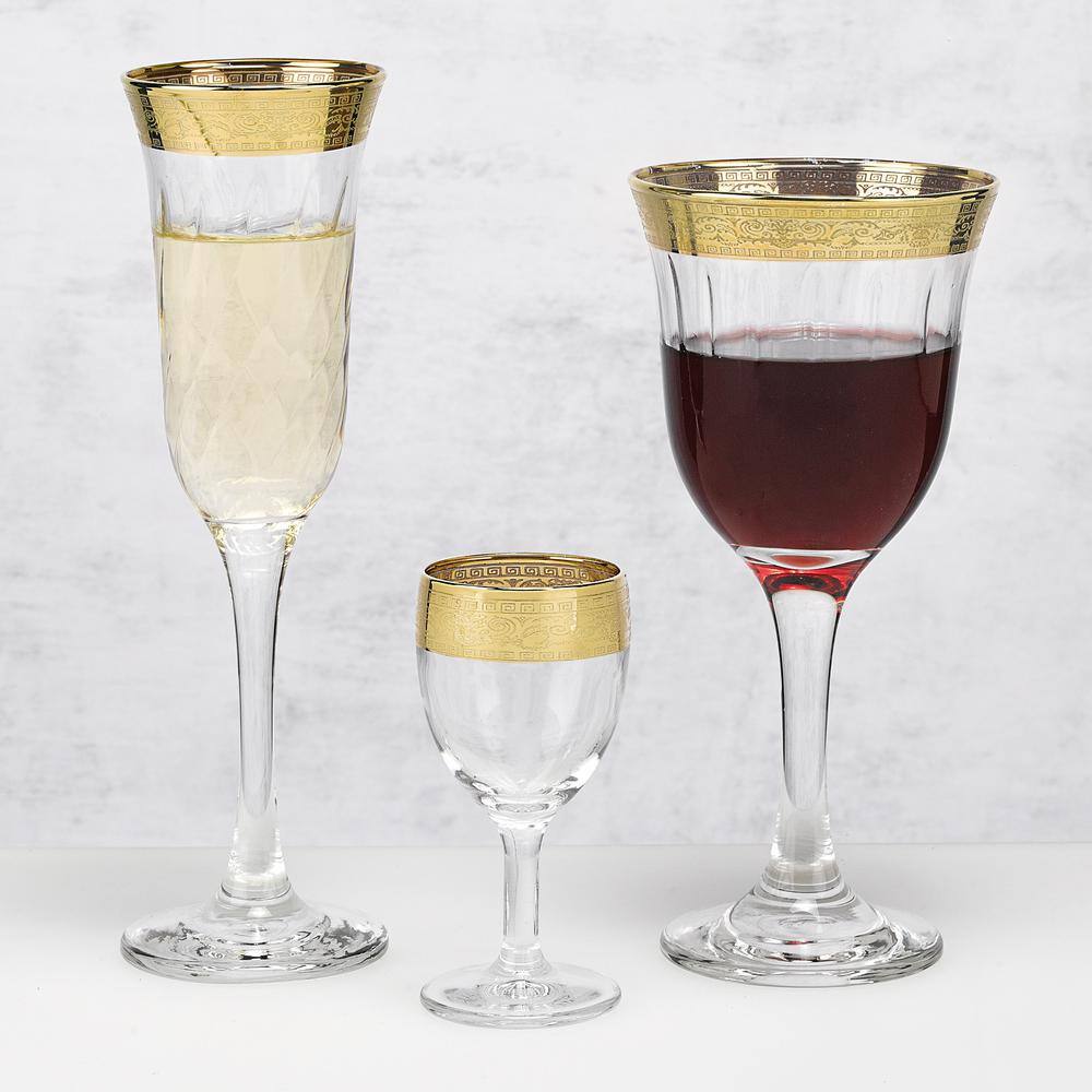 Lorren Home Trends Melania Collection Gold Red Wine (Set of 6) 9446