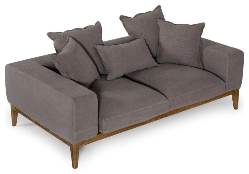 Neil Modern Gray Linen Loveseat   Transitional   Loveseats   by Rustic Home Furniture Deco  Houzz